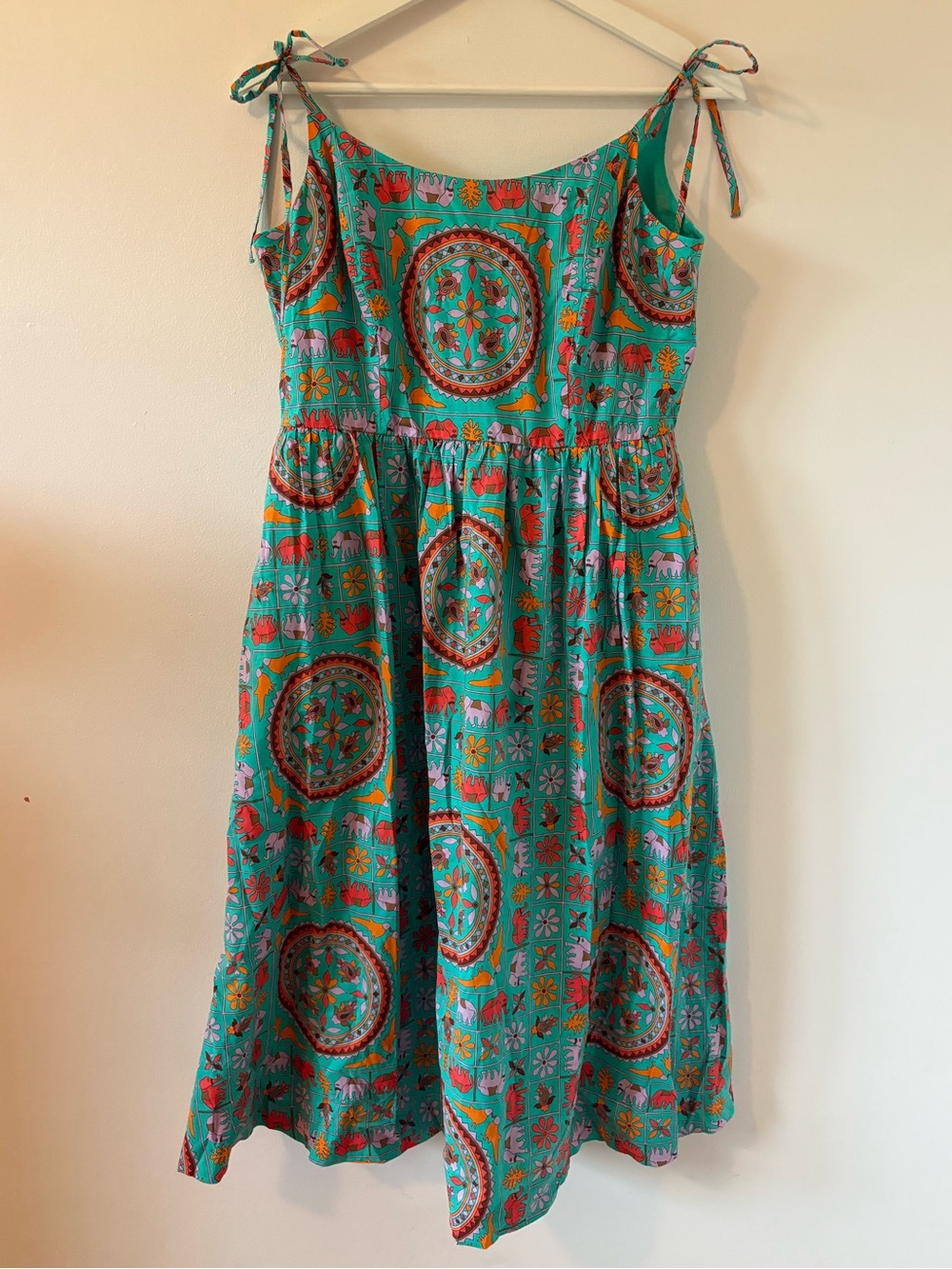 NWT Drake's For J Crew Tiled Elephant Tie Shoulder Sun Dress Size 6 🐘